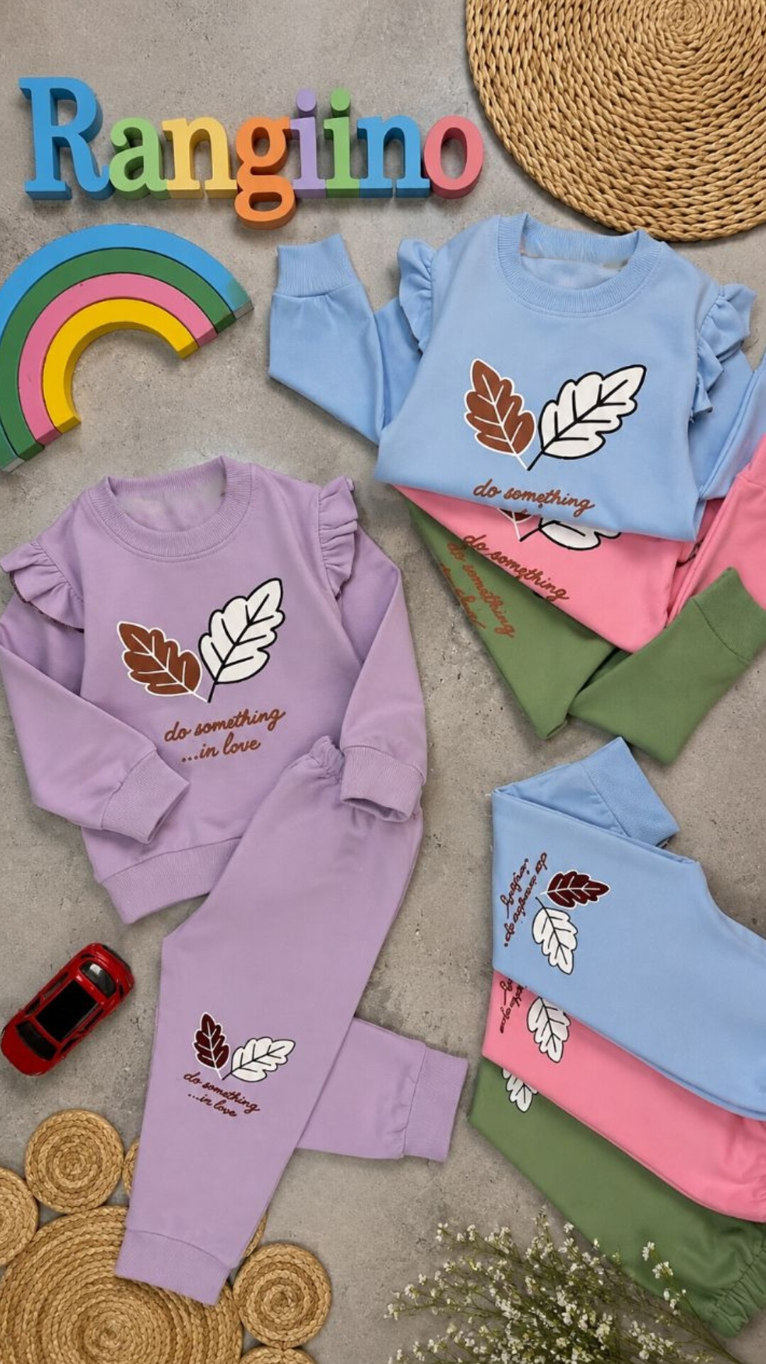 👕 بلوز و شلوار دخترانه، طرح برگ 🍃